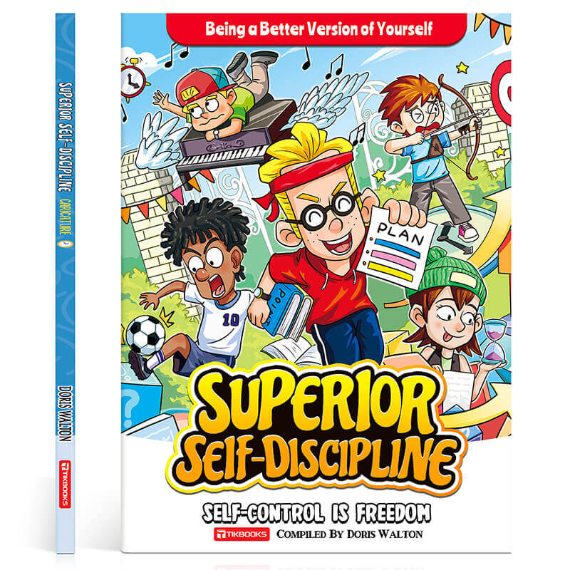 【TIKBOOKS】 Self-Discipline in Comics: Beat Procrastination,  Master Emotions & Time — Unlock Your Child's Self-Motivated Future